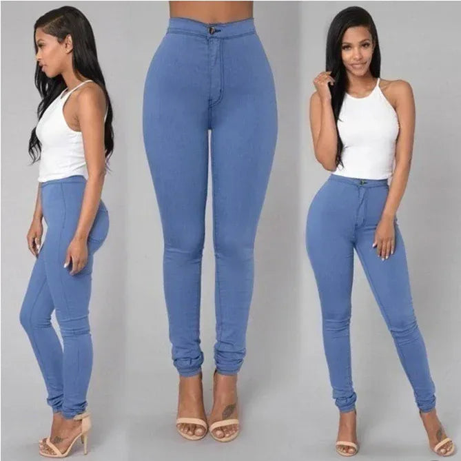 Casual Pants For Women High Waist Stretch Slim Trouser Skinny Candy Color Jeans - DanaFashionstore