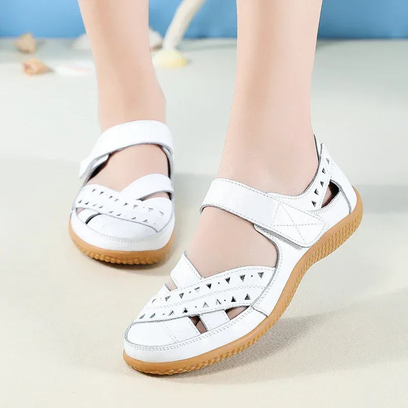 Women's Hollow Hole Leather Casual Sandals - DanaFashionstore