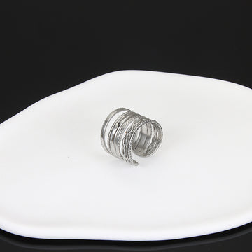 J014 Steel Layered Ring