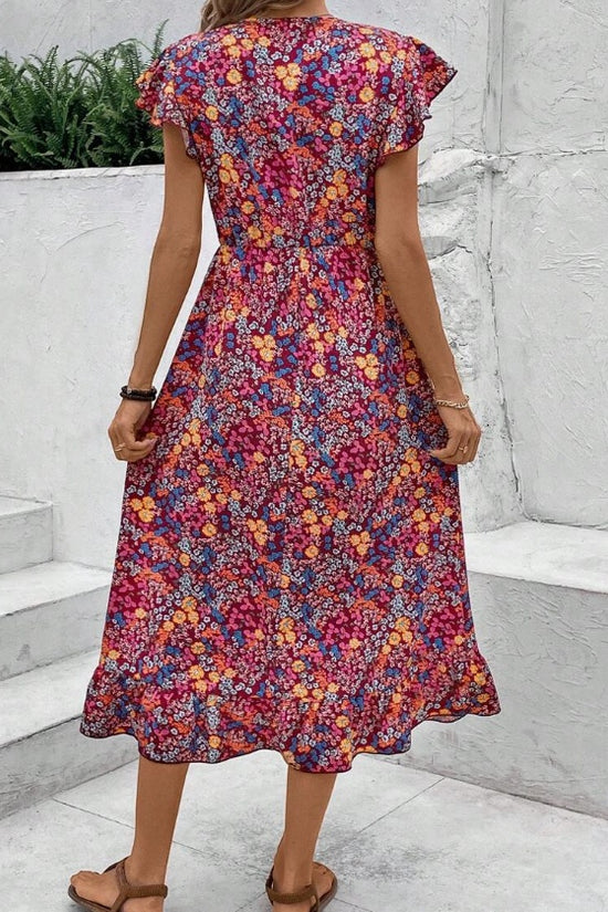 Print V-neck Dress For Women