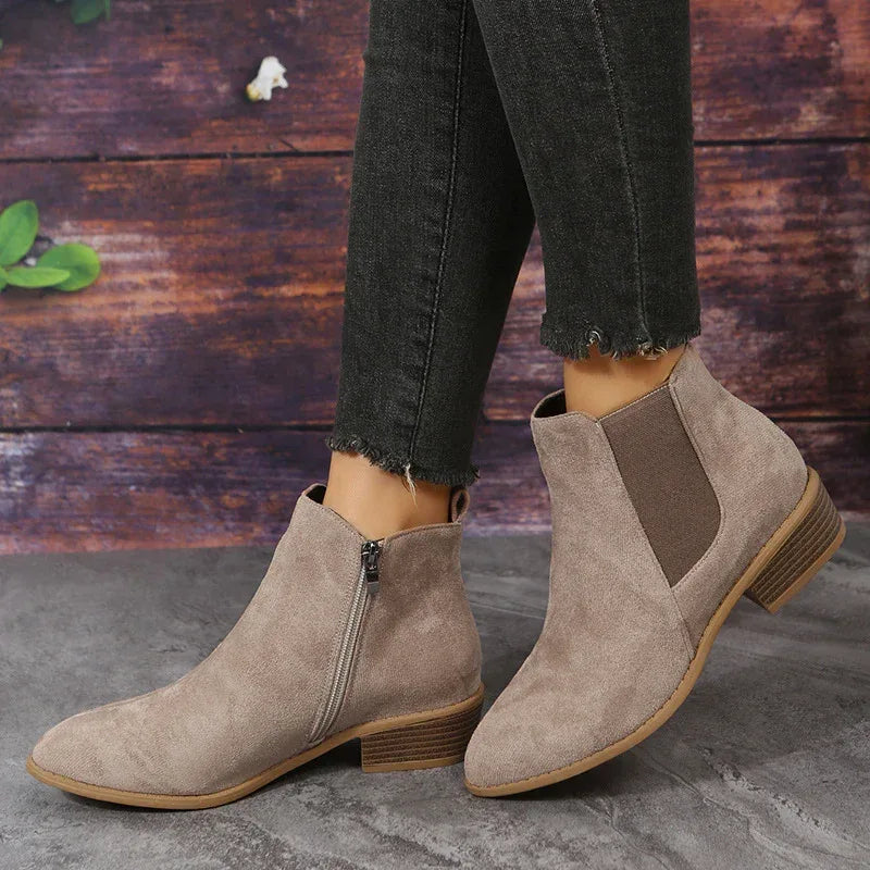 Pointed Suede Elastic Band, Thick Heel Casual Single Shoes For Women - DanaFashionstore