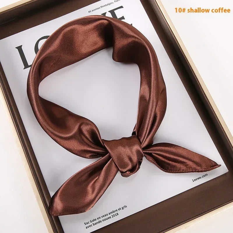 Solid Color Square Scarf Artificial Silk Small Square Towel - DanaFashionstore