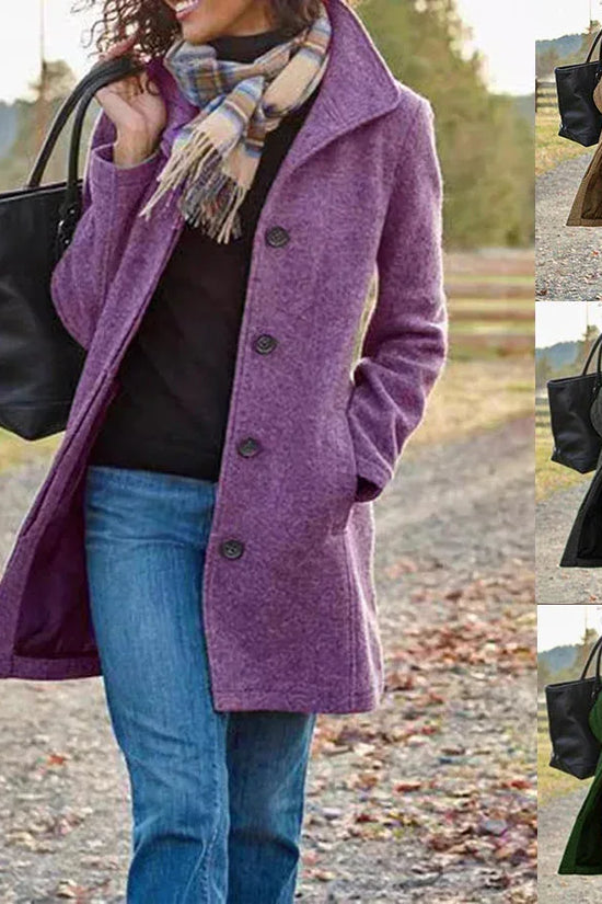 Winter Single-breasted Lapel Coat Fashion Commuter Slim Mid-length Jacket Women's Clothing - DanaFashionstore