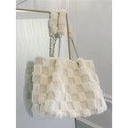 White Plush One Shoulder Bag Casual Tote Bag - DanaFashionstore