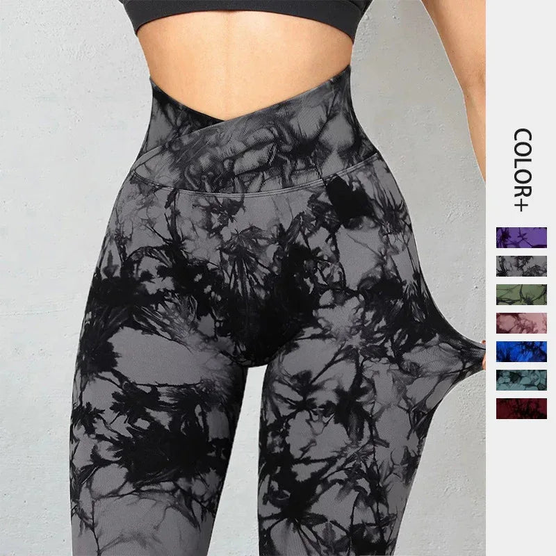 Seamless Tie Dye Leggings Women Yoga Pants Push Up Sport Fitness Running Gym Leggings - DanaFashionstore