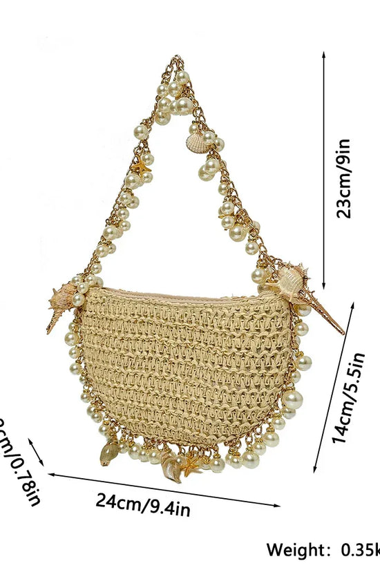 Summer Seaside Holiday Pearl Conch Straw Bag - DanaFashionstore