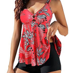 Women's Two-piece Swimsuit Plus Size Printed Suspender Skirt Boxer Bikini - DanaFashionstore