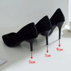 Black Suede High Heels Women's Stiletto Ceremonial Shoes - DanaFashionstore