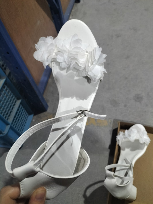 Summer New Flower Buckle Thick Heel Plus Size Women's Sandals