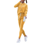 Hoodie With Drawstrings High Waist Trousers Casual Sweatshirt Two-piece Suit