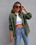 Fashion Ripped Shirt Jacket Female Autumn And Spring Casual Tops Womens Clothing - DanaFashionstore
