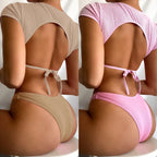 Fashion Solid Bikini Backless Swimsuit - DanaFashionstore