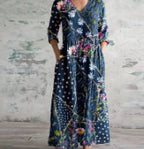 Loose Fashion Premium V-neck Print Dress
