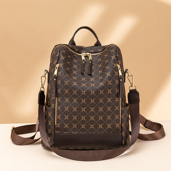 Large Capacity Simple All-matching Printed Retro Anti-theft Travel Crossbody Backpack - Dana Fashion