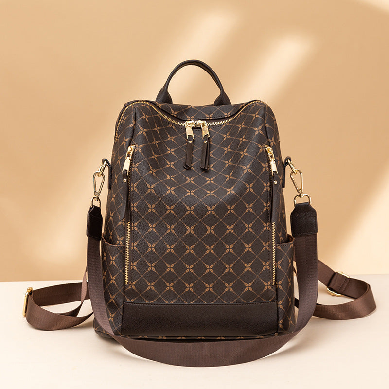 Large Capacity Simple All-matching Printed Retro Anti-theft Travel Crossbody Backpack - Dana Fashion