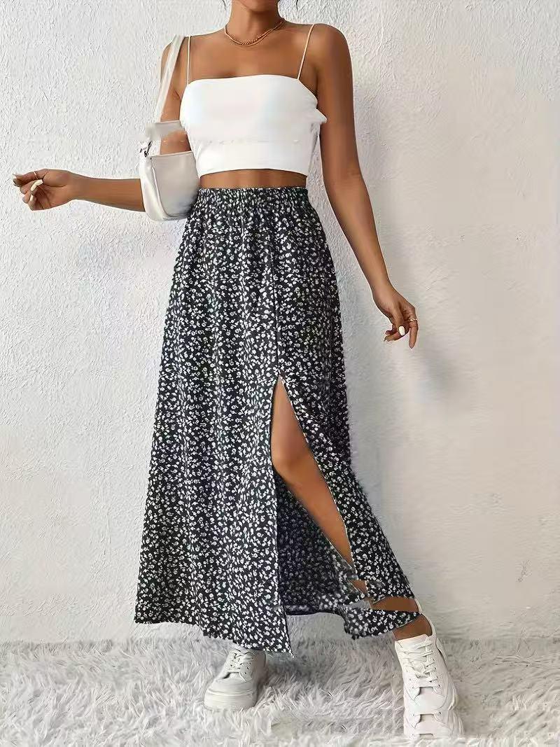 Women's Fashionable With Side-slit Printed Skirt - DanaFashionstore