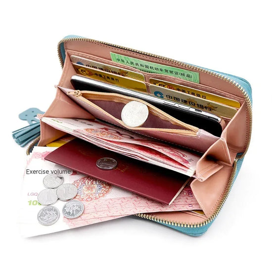 Simple Long Color Matching Fashion Coin Purse Card Holder Handbag - DanaFashionstore