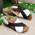 Summer Wedges Sandals With Colorblock Cross-strap Design Casual Thick-soled Roman Shoes For Women - DanaFashionstore