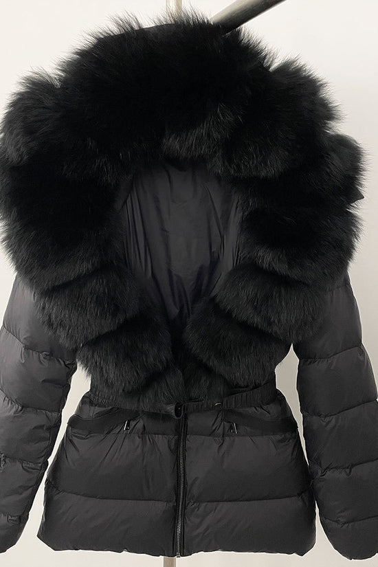 Short Women's Thickened Slim Fit Waist-tight Fur Down Jacket