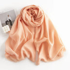Herringbone Pattern Monochrome Artificial Cashmere Scarf Women's Simple Casual Style Tassel Warm Shawl - DanaFashionstore