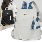 Oxford Cloth Stitching Women'S Backpack Anti-Theft Back Zipper Girls Schoolbag Casual Travel Double Shoulder Backpack - DanaFashionstore