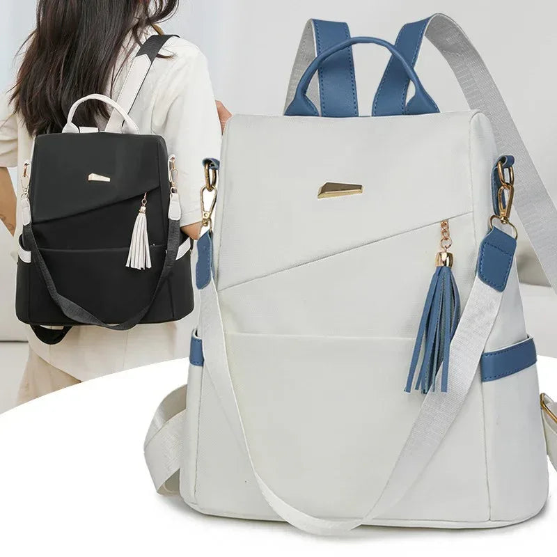 Oxford Cloth Stitching Women'S Backpack Anti-Theft Back Zipper Girls Schoolbag Casual Travel Double Shoulder Backpack - DanaFashionstore