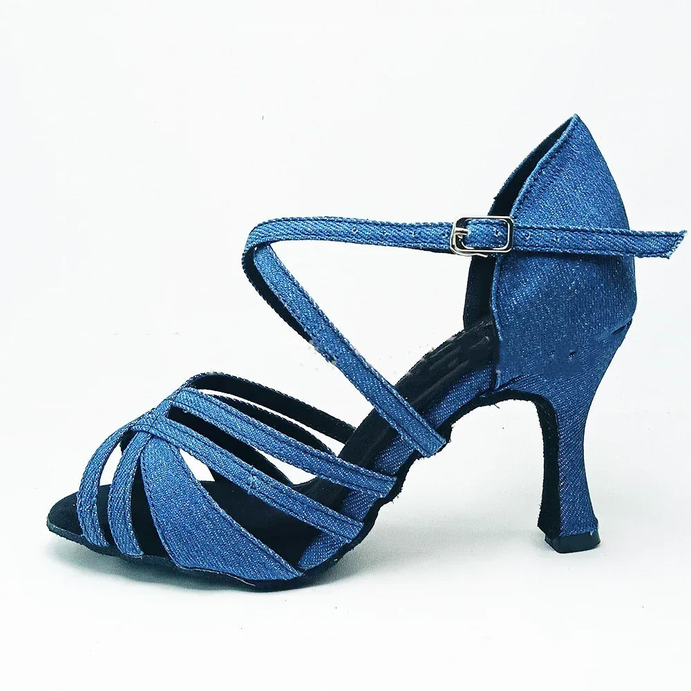 Professional Dance Shoes, Soft Denim Thick Soled Cuban Suede Shoes - DanaFashionstore
