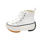 Large Size Women's High-top Canvas Shoes New Korean Style Sports Casual Shoes Versatile Platform Round Toe White Shoes - DanaFashionstore