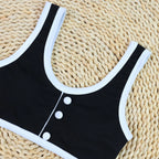 Sexy Black And White Color Matching High Waist Split Bikini Swimsuit - DanaFashionstore