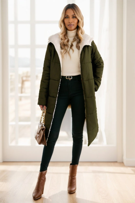 Women's Winter Long Sleeve Zip Up Hooded Cotton Padded Coat