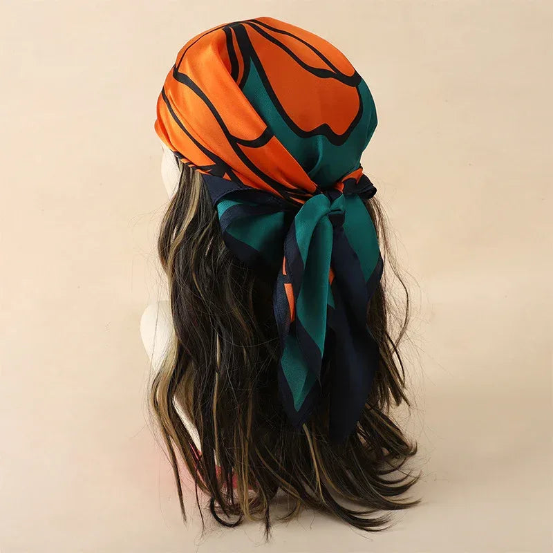 Artificial Silk Striped High-grade Korean Style Stylish Beach Arm Bag Silk Scarf - DanaFashionstore