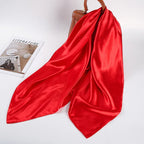 Pure Color Silk Scarf Artificial Silk 90cm Shiny Satin Shawl - DanaFashionstore