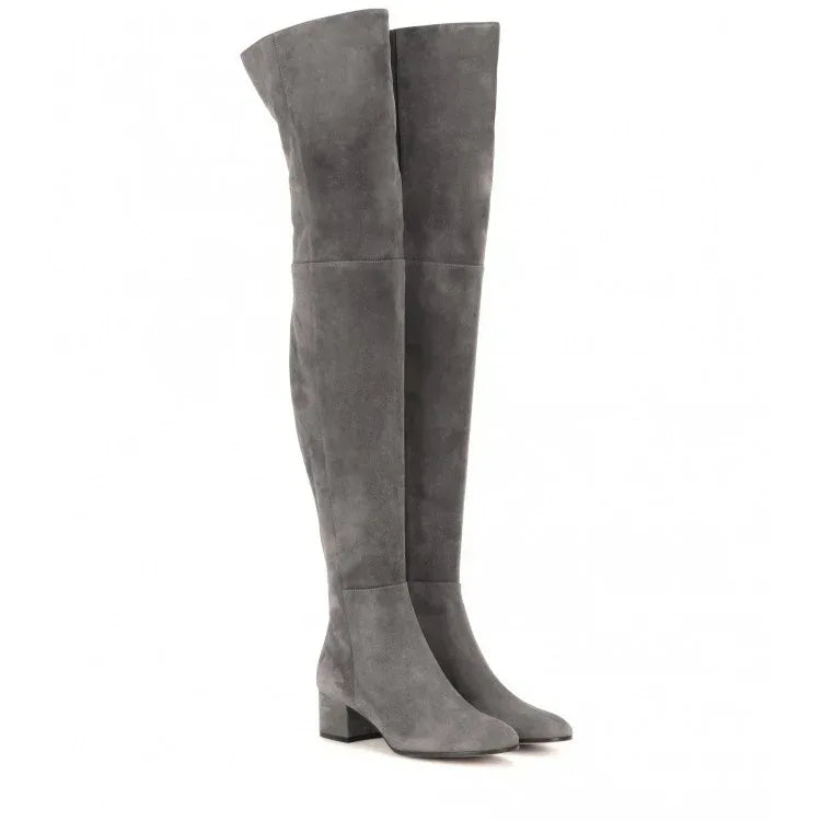 Flat Boots Over The Knee Boots Gray Women's Boots High Boots - DanaFashionstore