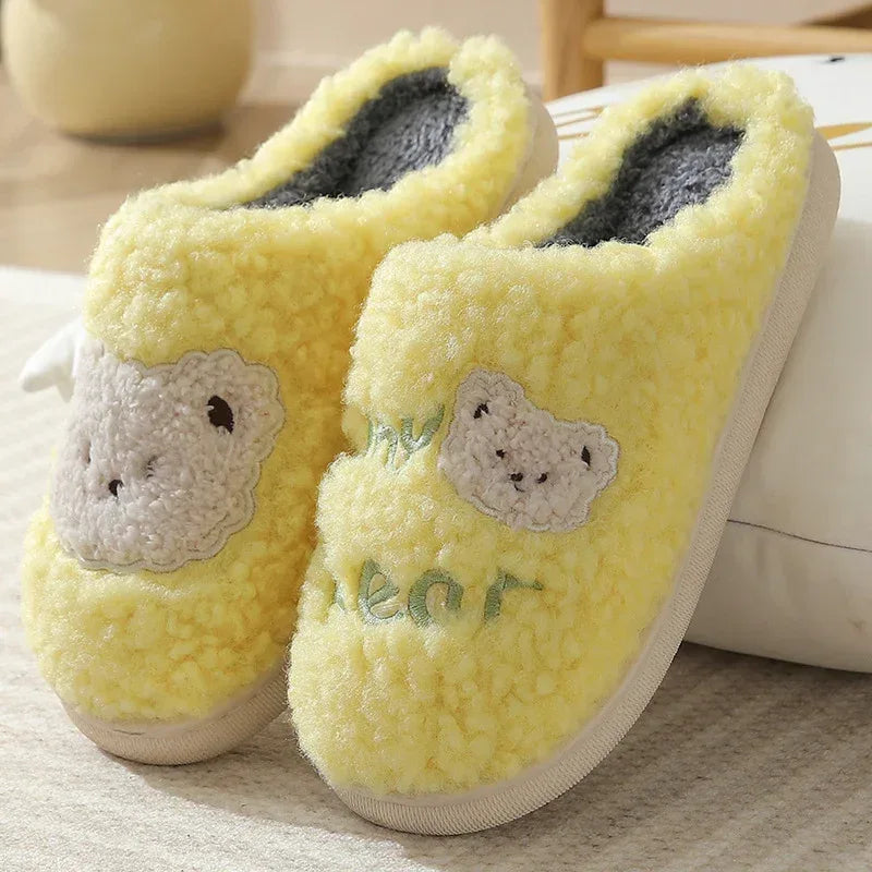 Bear Slippers Winter Warm House Shoes For Women Couple - DanaFashionstore