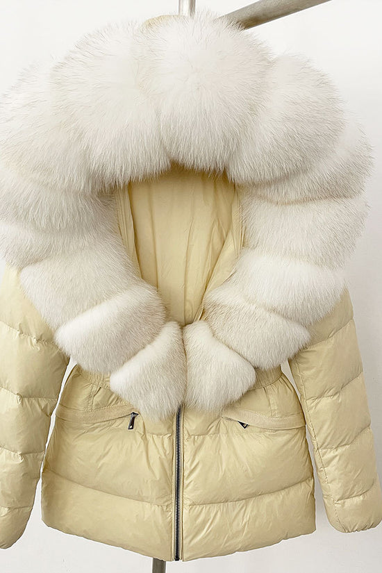 Short Women's Thickened Slim Fit Waist-tight Fur Down Jacket