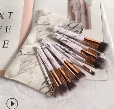10 marble makeup brush sets, beauty tools, blush, eye shadow, face modification, 5 big 5 small explosions. $33.14 Dana Fashion Color: White2 style: Light brush bag makeup Set of brush count: 10 Brush material: rayon Brush type: PU Handle material: plastic