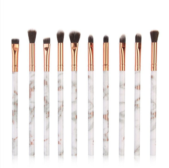 10 marble makeup brush sets, beauty tools, blush, eye shadow, face modification, 5 big 5 small explosions. $15.33 Dana Fashion Color: White10 style: 10Style makeup Set of brush count: 10 Brush material: rayon Brush type: PU Handle material: plastic Handle