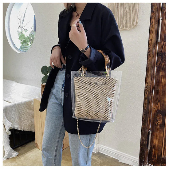 Transparent beach woven bag - DanaFashionstore