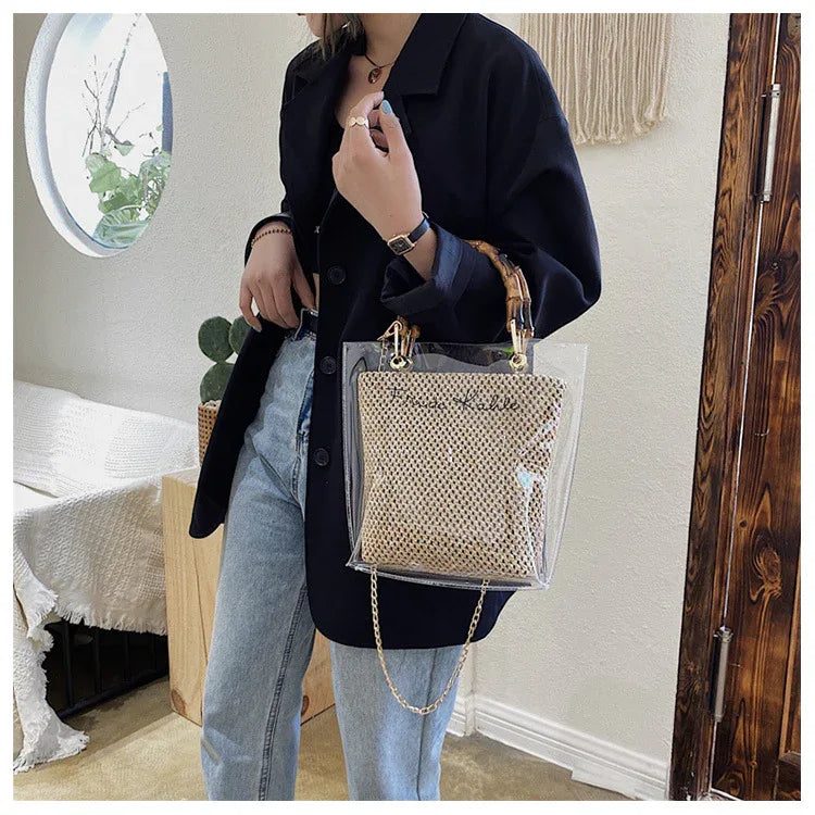 Transparent beach woven bag - DanaFashionstore