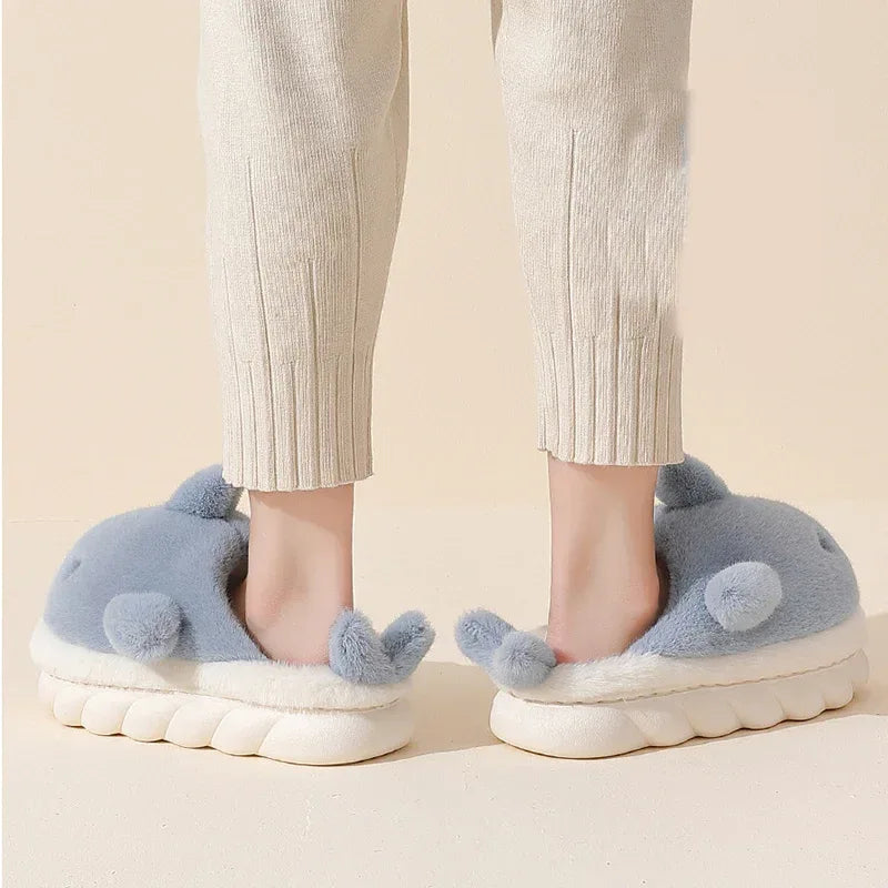 Shark Slippers Soft Sole Furry Shoes Home Bedroom Slippers Women - DanaFashionstore
