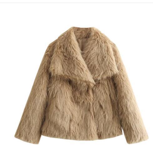 Winter Plush Coat Fashion Warm Thicken Fluffy Lapel Jacket Outwear Casual Long Sleeve Tops Womens Clothing - DanaFashionstore
