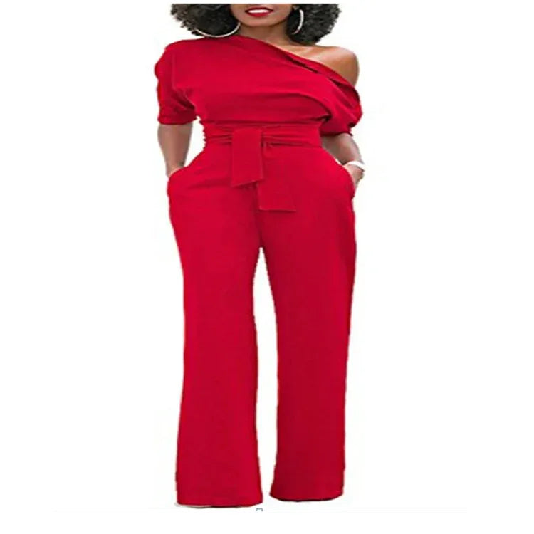Off-Shoulder Buttoned Wide-Leg Pants 2026 - Casual Jumpsuit - DanaFashionstore