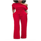 Off-Shoulder Buttoned Wide-Leg Pants 2026 - Casual Jumpsuit - DanaFashionstore
