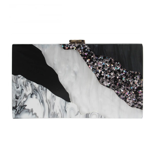 Acrylic hand dinner dress bag Luxury Marble Phone Clutch - Dana Fashion