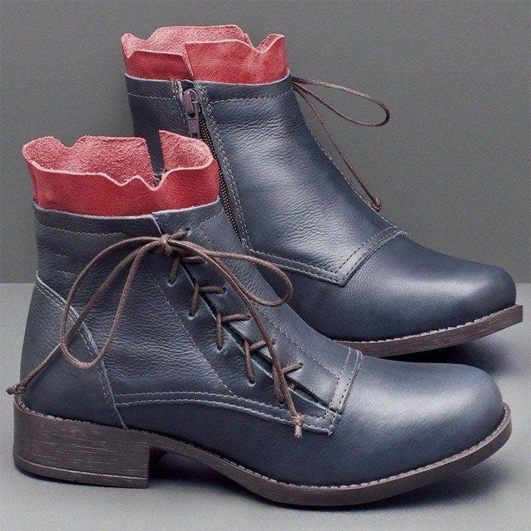Lace low heel boots lace up Martin boots - DanaFashionstore