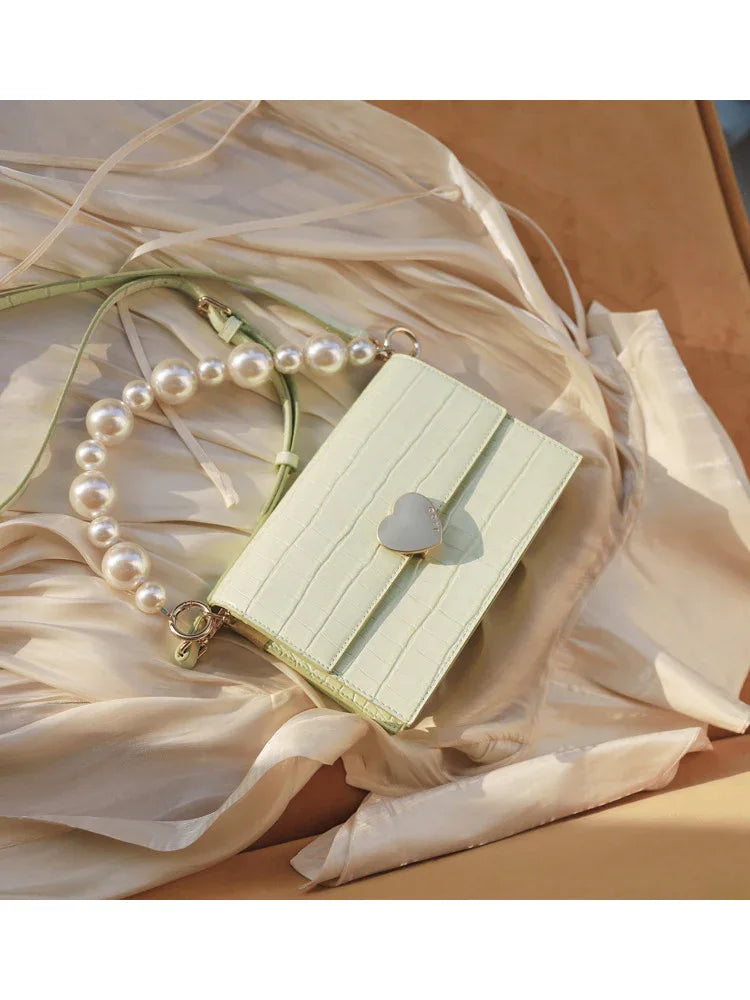 Pearl handbag premium lock small square bag - DanaFashionstore