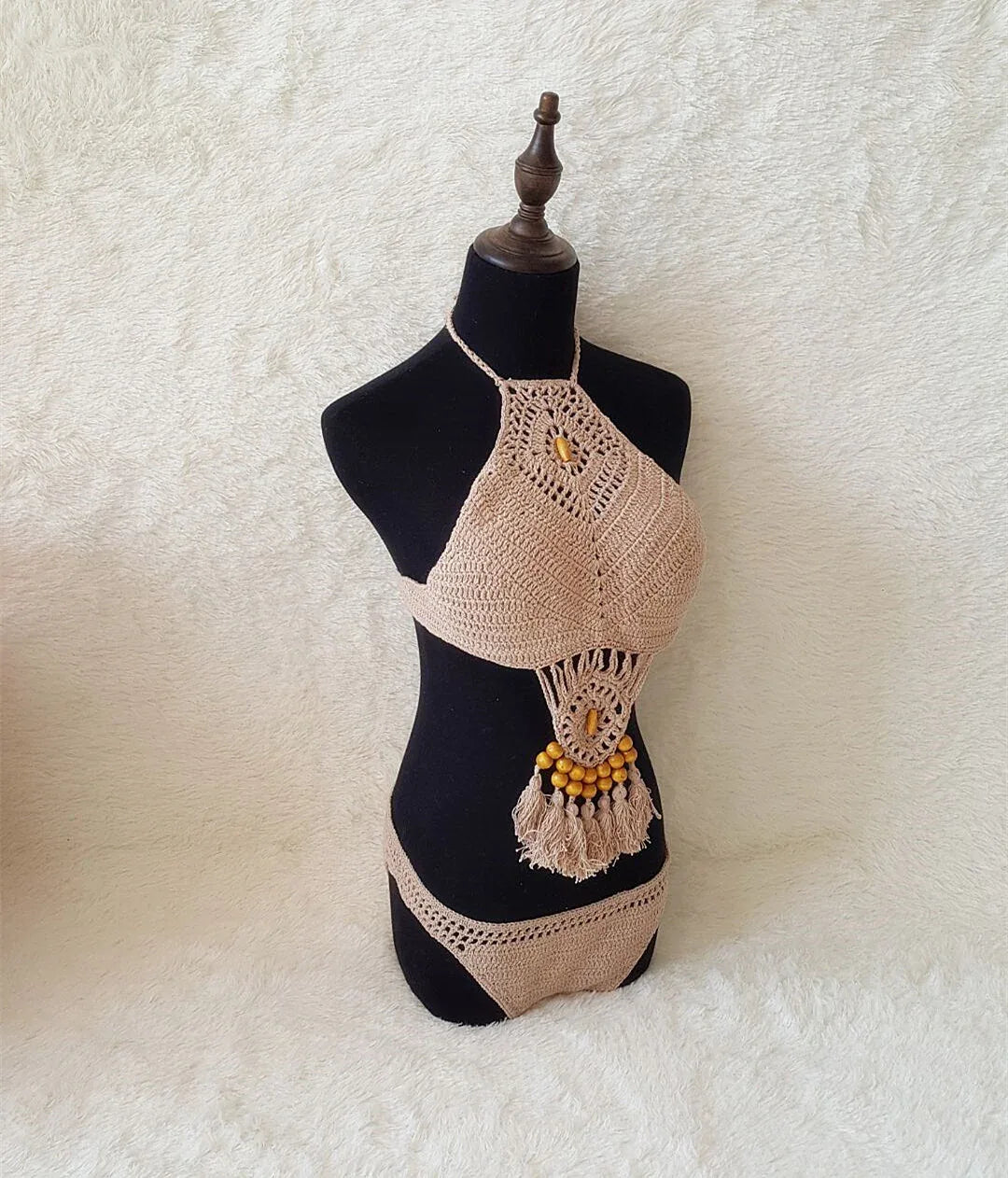 Europe and the United States new woman swimsuit set, beach sunshine bath, foreign trade Crochet Crochet tassel bikini - DanaFashionstore