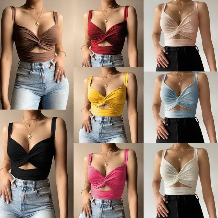 Fashion Twisted Elastic Lace V-neck Halter Sling - DanaFashionstore