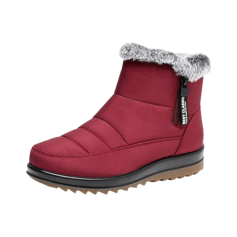 Winter Snow Boot With Side Zipper Fashion Warm Plush Ankle Boots Women's Fleece Short Shoes - DanaFashionstore