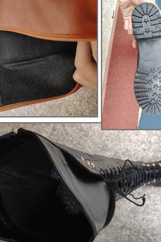 Women's solid color lace-up boots